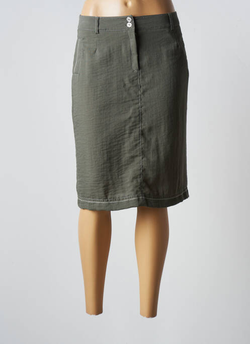 Jupe mi-longue coupe droite vert CHRISTINE LAURE femme