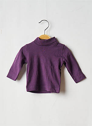 Pull col roulé coupe droite manches longues violet PETIT BATEAU fille