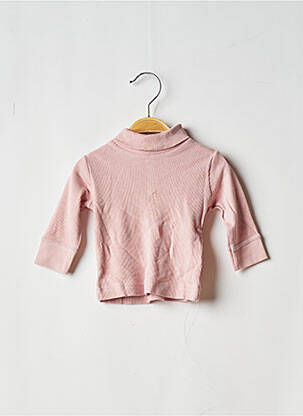 Pull col roulé coupe droite manches longues rose PETIT BATEAU fille