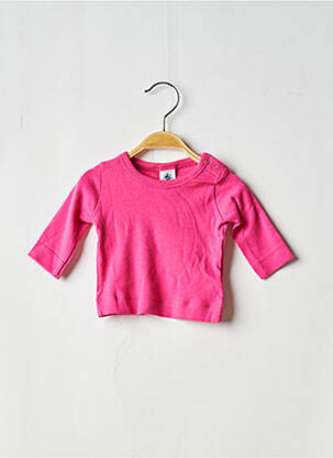 T-shirt stretch manches longues rose PETIT BATEAU fille