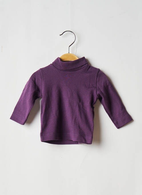 Pull col roulé stretch manches longues violet PETIT BATEAU fille