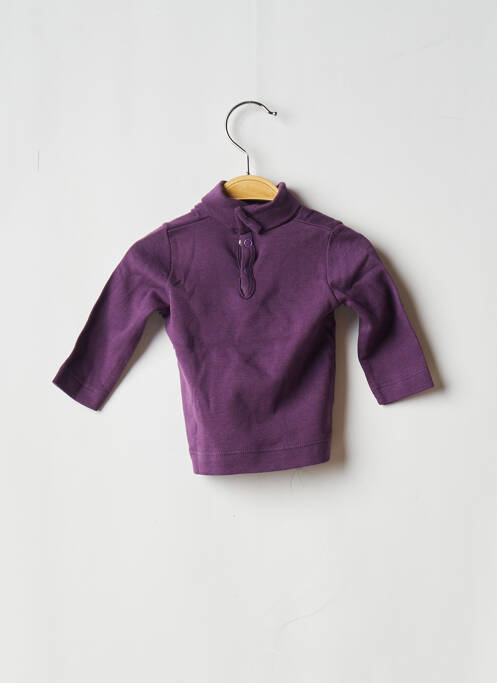 Pull col roulé stretch manches longues violet PETIT BATEAU fille