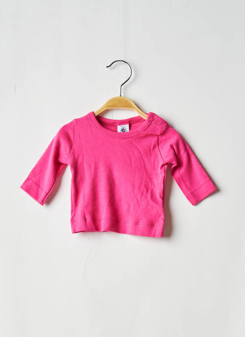 T-shirt stretch manches longues rose PETIT BATEAU fille