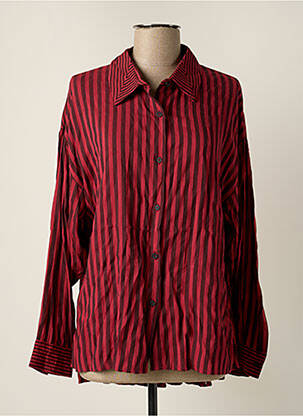 Chemisier tissage popeline manches longues rouge WIYA femme