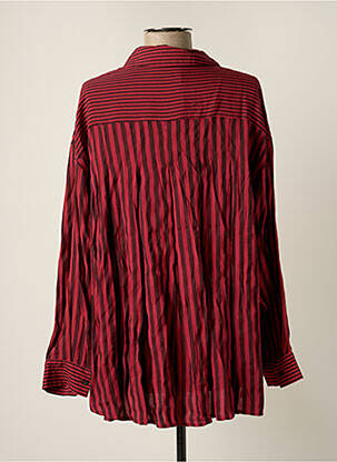 Chemisier tissage popeline manches longues rouge WIYA femme