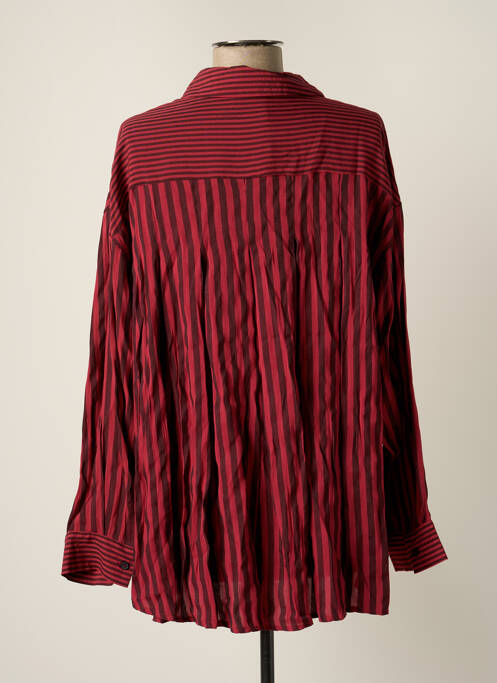 Chemisier tissage popeline manches longues rouge WIYA femme