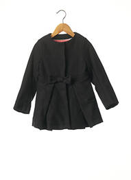 Manteau long col rond sans capuche noir MARESE fille