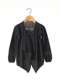 Gilet manches longues finition bords-côtes noir MARESE fille
