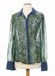 Chemisier coupe cintrée manches longues vert K'TENDANCES femme