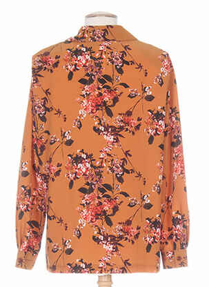 Chemisier tissage crêpe manches longues marron KARTING femme
