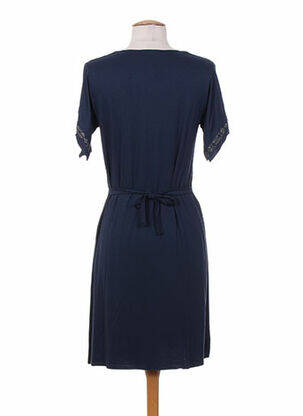 Robe mi-longue manches courtes manches courtes bleu MALOKA femme