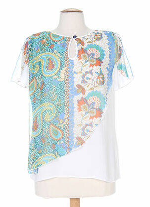 Top imprimé fantaisie manches courtes bleu KARTING femme