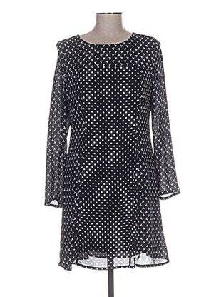 Robe mi-longue imprimé fantaisie manches longues noir PAUL BRIAL femme