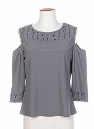 T-shirt manches 3/4 manches longues gris MALOKA femme