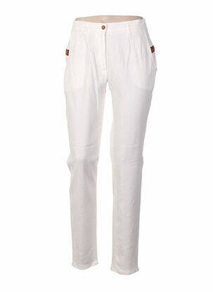 Pantalon droit fermeture zippée sous rabat boutonné taille normale beige K'TENDANCES femme