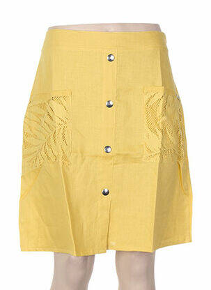 Jupe mi-longue fermeture zip latéral jaune MALOKA femme