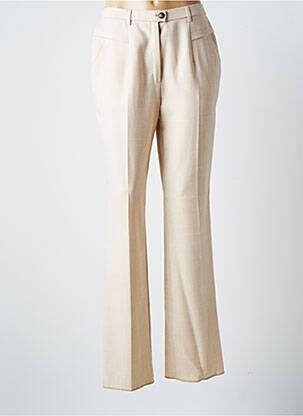 Pantalon droit fermeture zippée sous rabat boutonné taille normale beige KARTING femme