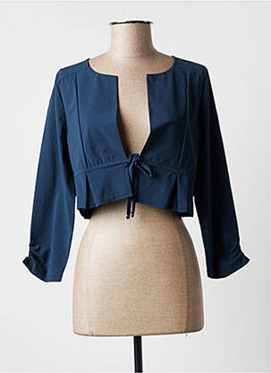 Gilet manches longues col v bleu MALOKA femme
