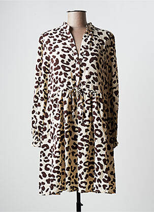 Robe courte manches longues manches longues beige PAPILLONNE femme