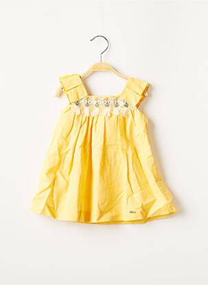 Robe mi-longue col carré sans manche jaune MAYORAL fille