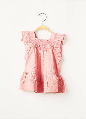 Robe mi-longue col carré manches courtes rose MAYORAL fille