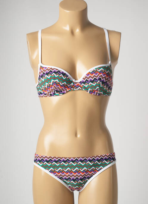 Maillot de bain 2 pièces fermeture liens à nouer haut soutien-gorge balconnet violet PASSIONATA femme