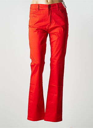 Pantalon droit stretch taille haute orange KY CREATION femme