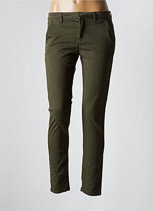 Pantalon chino tissage popeline taille normale vert REIKO femme