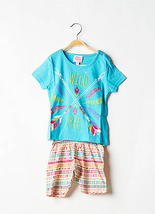 Pyjashort taille élastique bleu ROSE POMME enfant