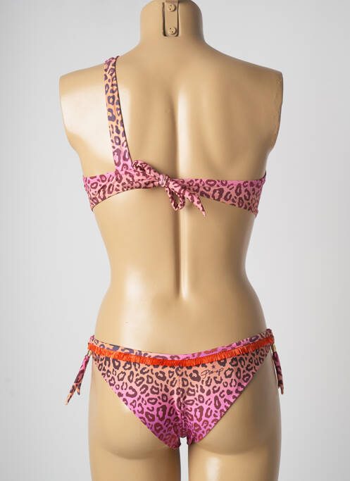 Maillot de bain 2 pièces fermeture liens à nouer haut soutien-gorge balconnet rose PIN UP femme