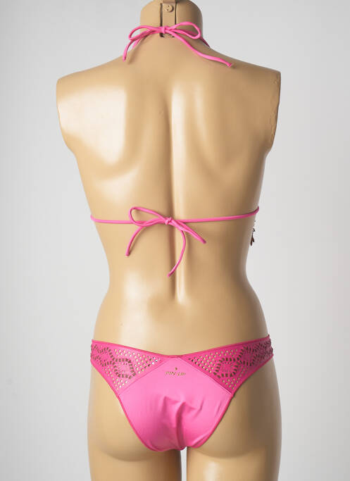 Maillot de bain 2 pièces fermeture liens à nouer haut triangles rose PIN UP femme