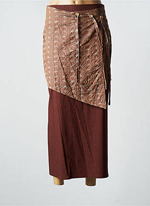 Jupe longue fermeture zippée au dos marron ENJOY femme