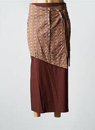 Jupe longue fermeture zippée au dos marron ENJOY femme