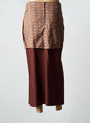 Jupe longue fermeture zippée au dos marron ENJOY femme
