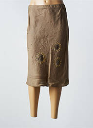 Jupe mi-longue coupe droite marron CLAUDIA GIL femme