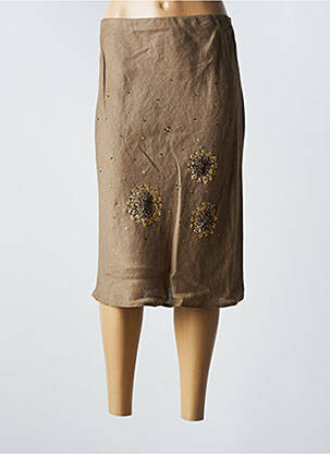 Jupe mi-longue coupe droite marron CLAUDIA GIL femme