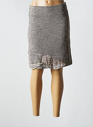 Jupe mi-longue stretch gris ETNIA femme