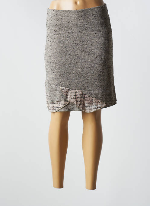 Jupe mi-longue coupe droite gris ETNIA femme