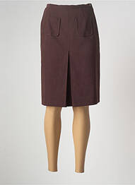 Jupe mi-longue fermeture zip latéral marron ENJOY femme