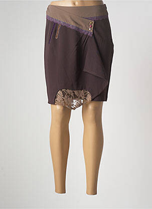 Jupe courte coupe droite marron ENJOY femme