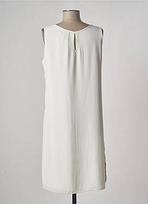 Robe mi-longue imprimé fantaisie sans manche beige ZENIA femme