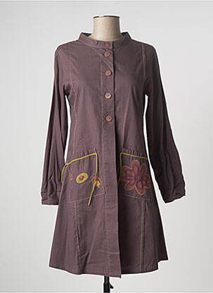 Tunique manches longues fermeture boutonnée sur le devant violet ENJOY femme