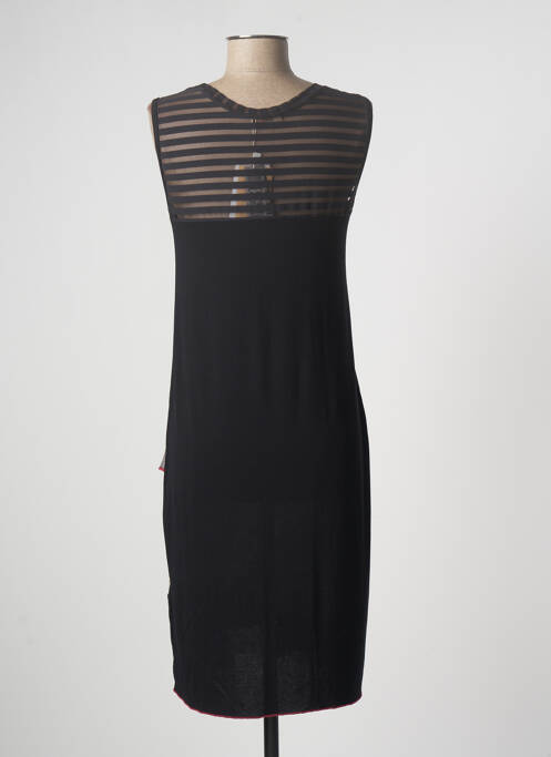 Robe mi-longue imprimé fantaisie sans manche noir ETNIA femme
