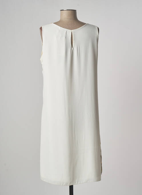 Robe mi-longue imprimé fantaisie sans manche beige ZENIA femme