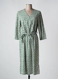 Robe mi-longue coupe fluide manches longues vert COPENHAGEN femme