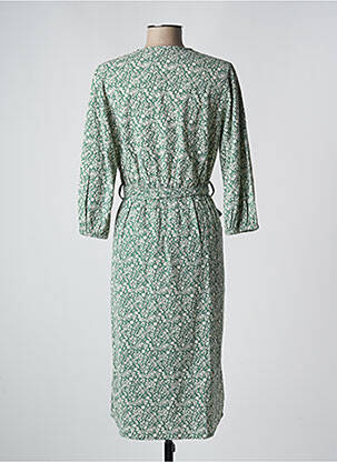 Robe mi-longue coupe fluide manches longues vert COPENHAGEN femme