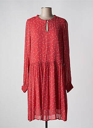 Robe mi-longue imprimé fleurs manches longues rouge COPENHAGEN femme