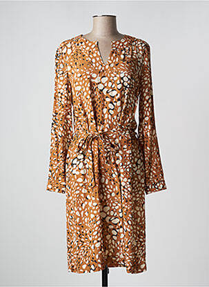 Robe mi-longue manches longues manches longues marron DIANE LAURY femme