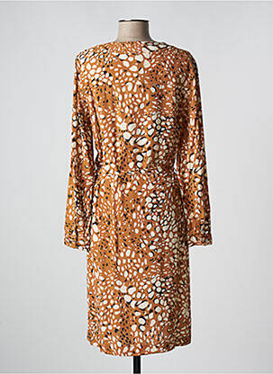 Robe mi-longue coupe fluide manches longues marron DIANE LAURY femme