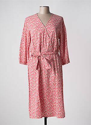 Robe mi-longue coupe fluide manches longues rouge COPENHAGEN femme